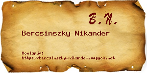 Bercsinszky Nikander névjegykártya